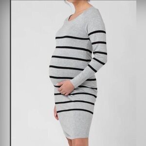 Ripe Maternity Valerie Tunic Gray/Black Stripes Dress